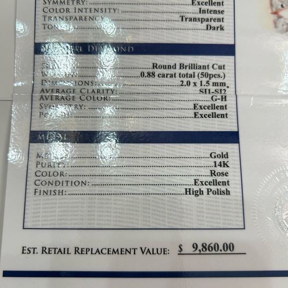 14 kt Rose Gold Morganite Beryl and Diamond Ring. Size 7. Ppwk incl. - Picture 13 of 16